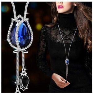 Sapphire / pink tulip slider necklace.  New.